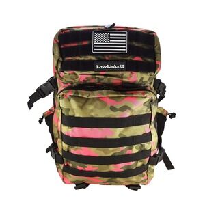 NWOT LoveLinks21 Camo Pink Green Tactical Backpack Military Style USA Flag Patch